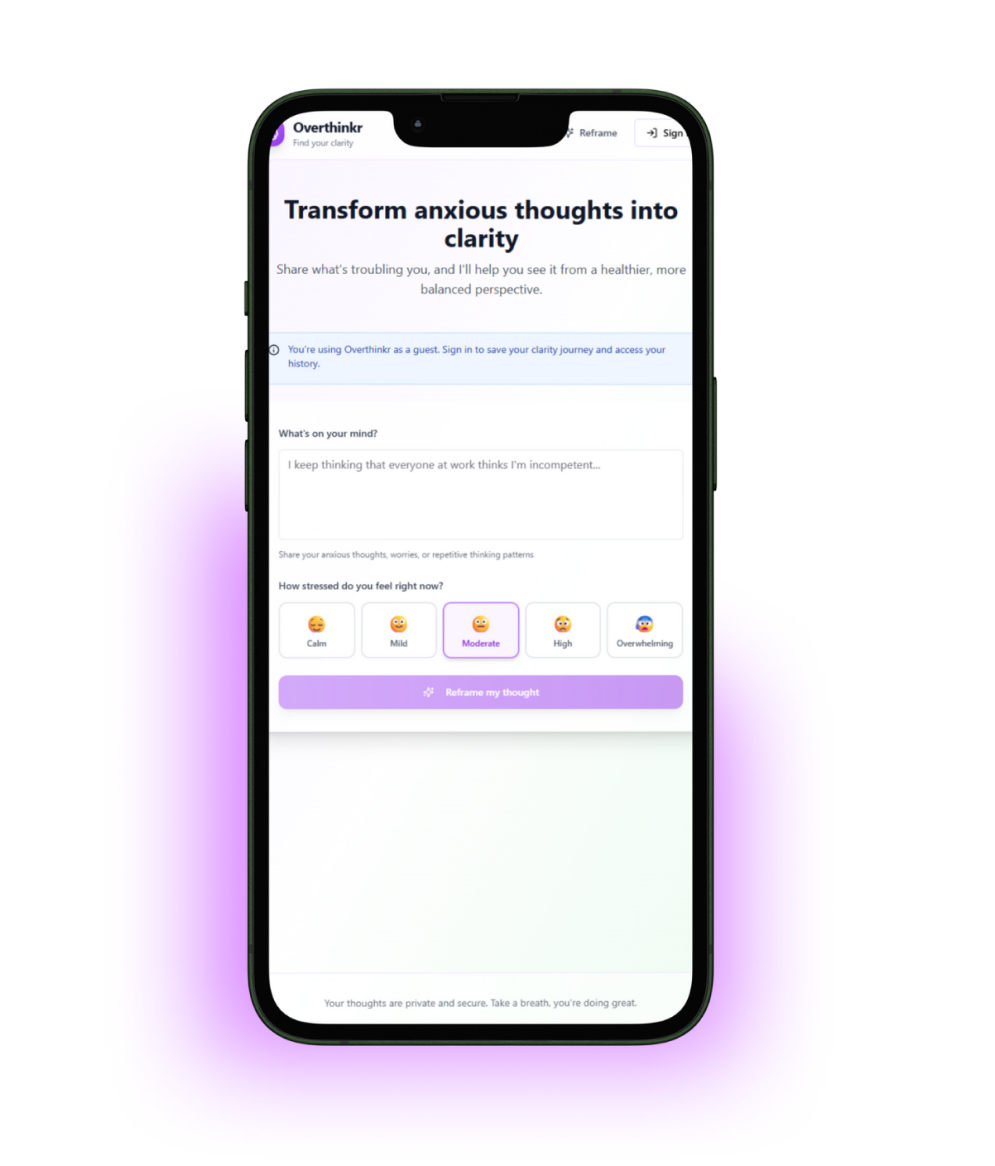 Overthinkr app preview